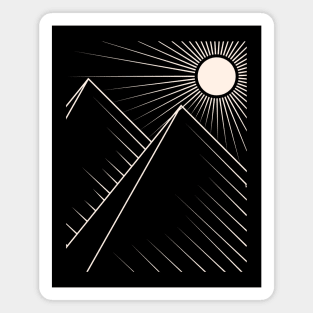 Sun and mountains Line art Magnet